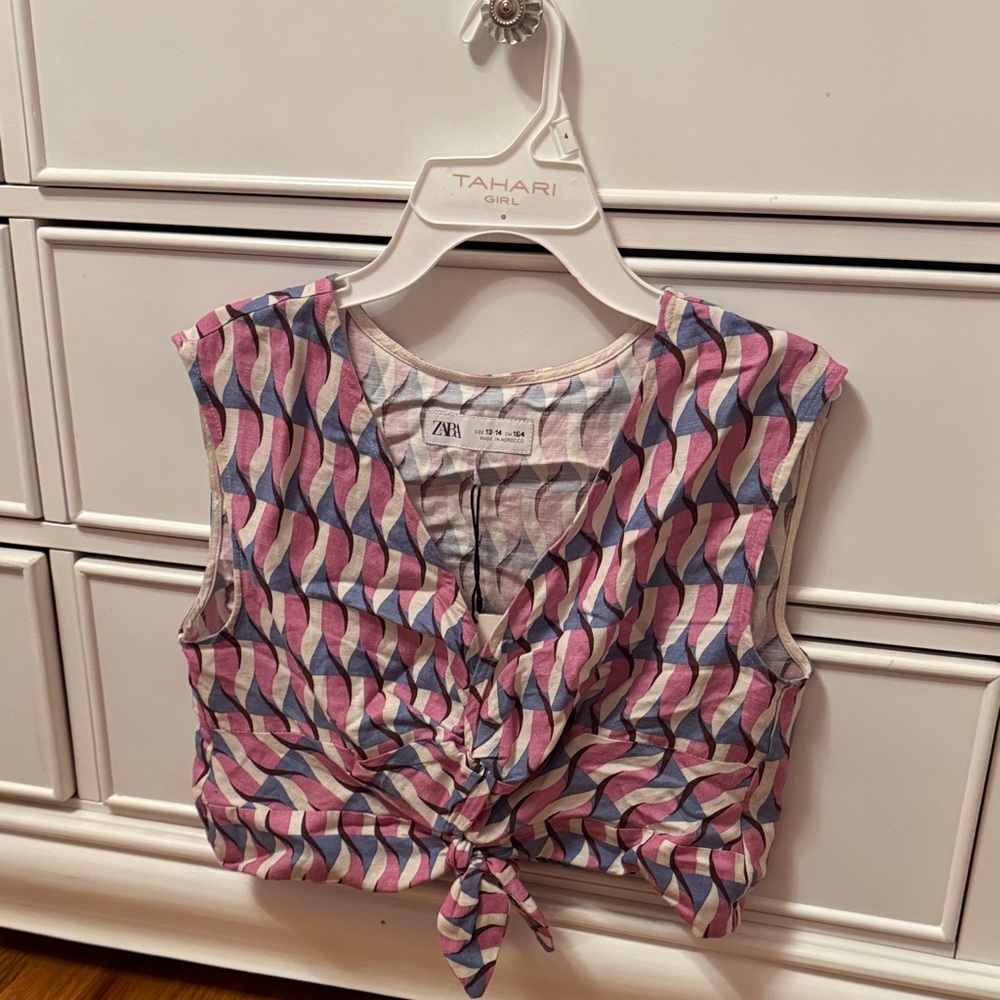Zara Girls Multicolor Geometric Crop Top